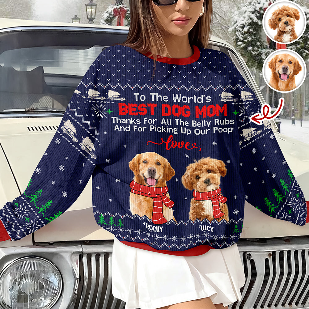 Custom Funny Dog Photo Thank For All The Belly Rubs Ugly Sweater LM32 895577