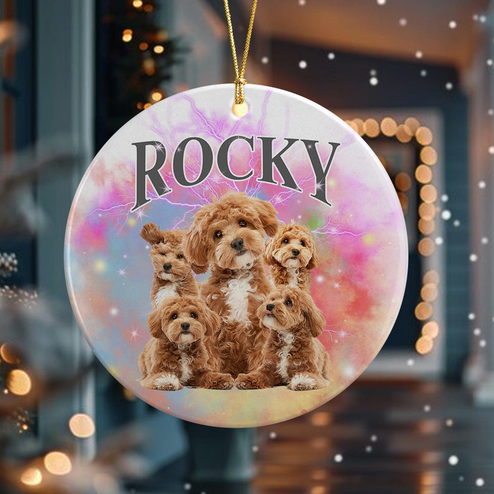 Custom Dog Photo and Name Retro Ceramic Ornament For Dog Lovers LM32 891967