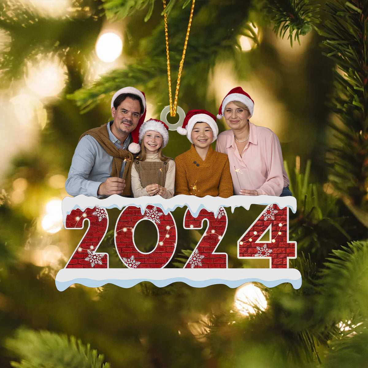 Custom Photo Merry Christmas 2024 Family Acrylic Ornament DM01 891387