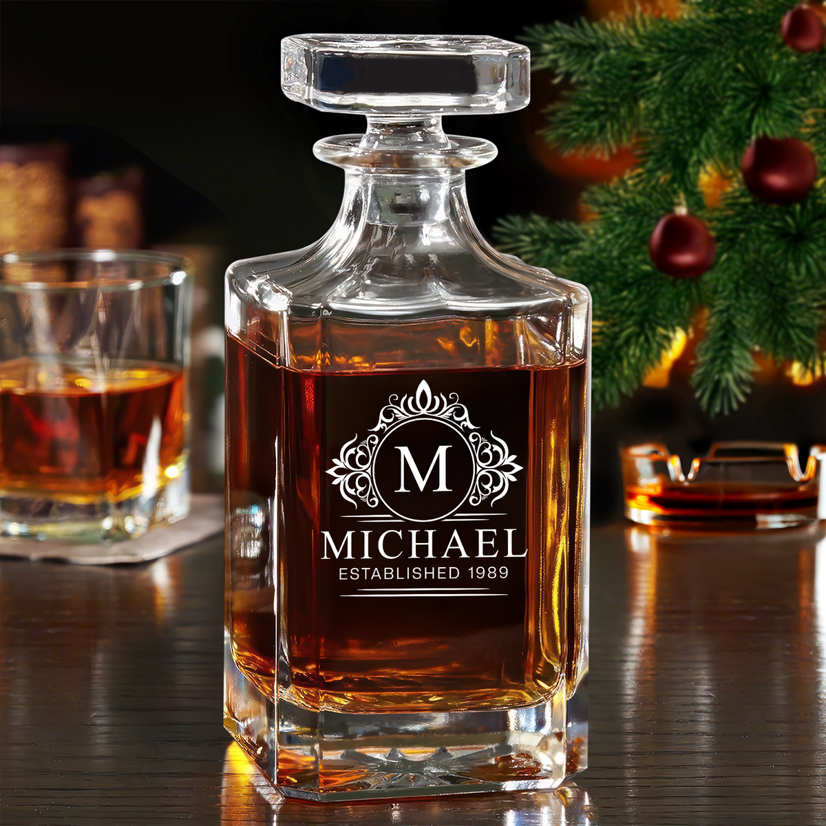 Custom Name And Established Decanter Gift For Dad TH10 894493