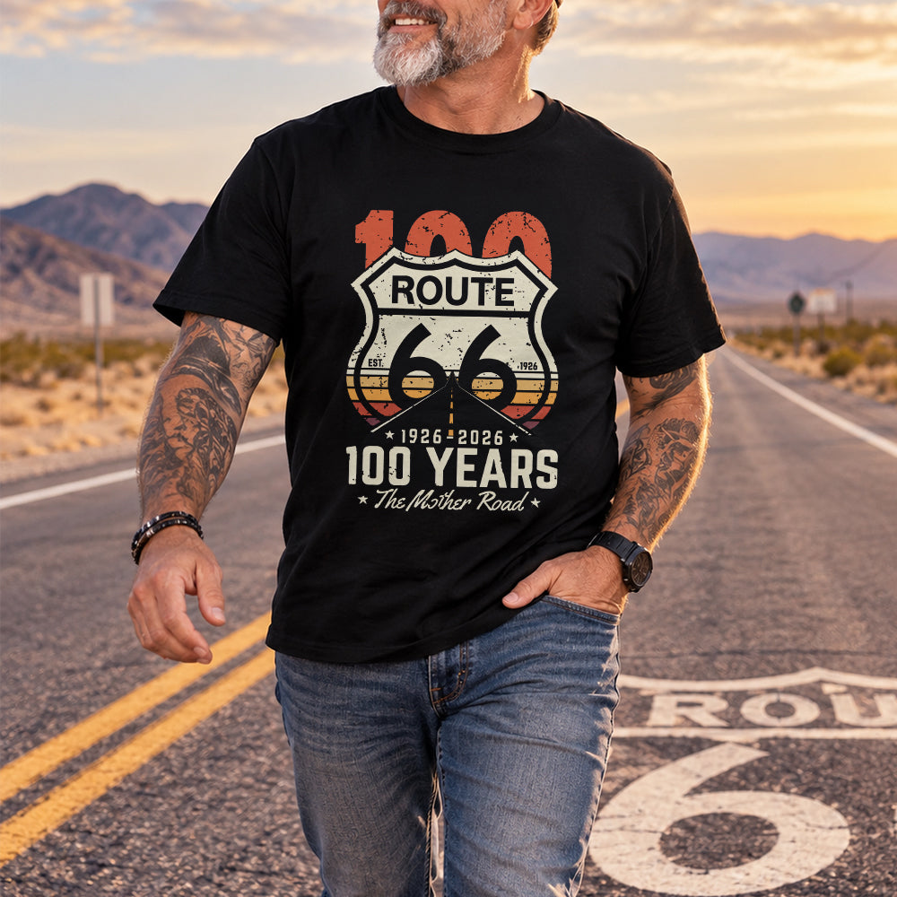 Route 66 1926–2026 100 Years The Mother Road, Classic Road Trip Dark Shirt LM32 670237