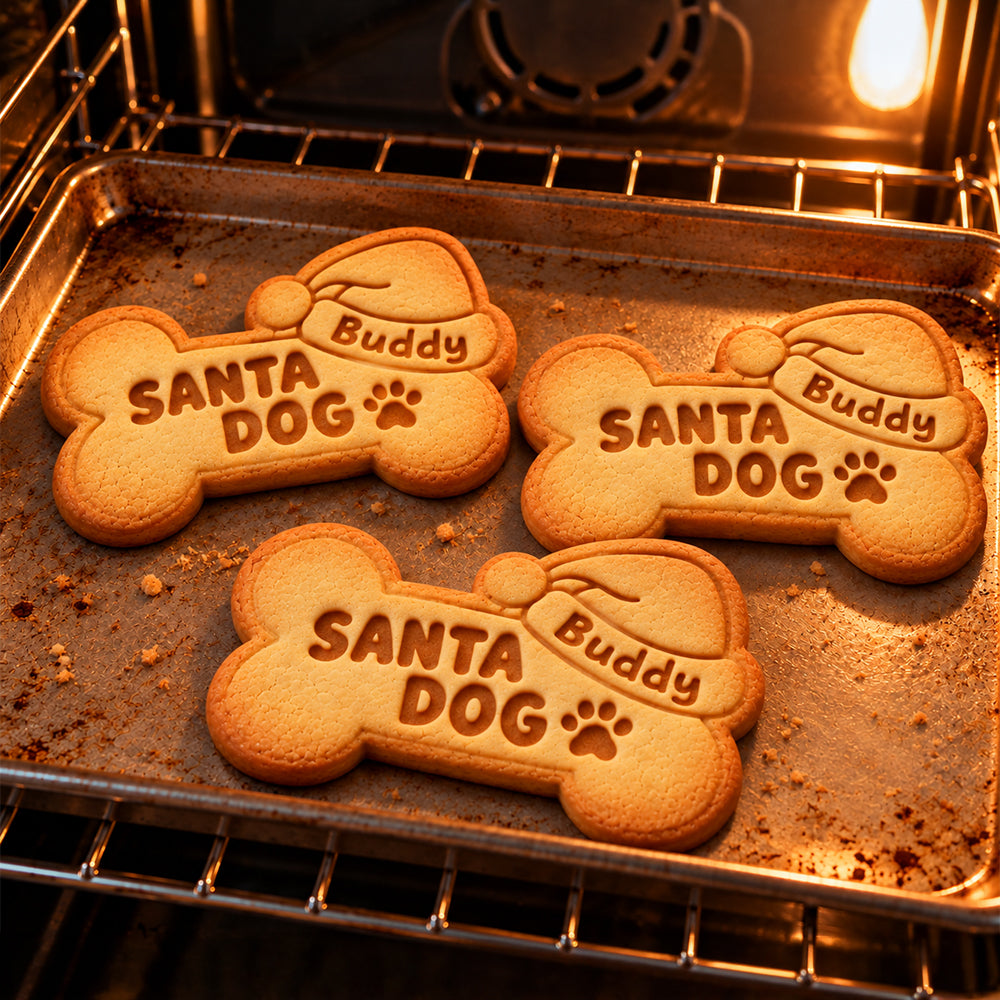 Personalized Name Santa Dog Christmas Shaped Cookie Stamp HA75 57010
