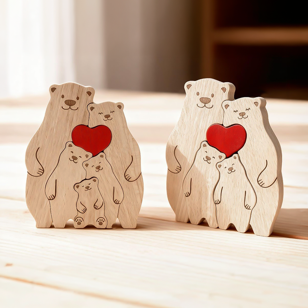 Custom Family Bear Puzzle, Engraved Family Name Puzzle Mother's Day Gift, Family Home Decor HA75 920734