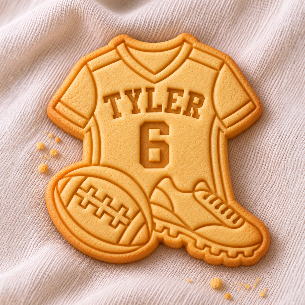 Custom Name Football Shirt Shaped Cookie Stamp, Sports Celebration Baking Accessory HO82 904160