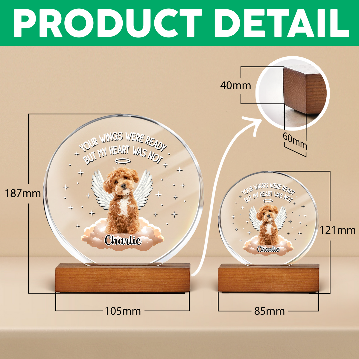 Custom Photo Dog Cat Once By My Side Forever In My Heart Round Acrylic Frame Block HA75 892782