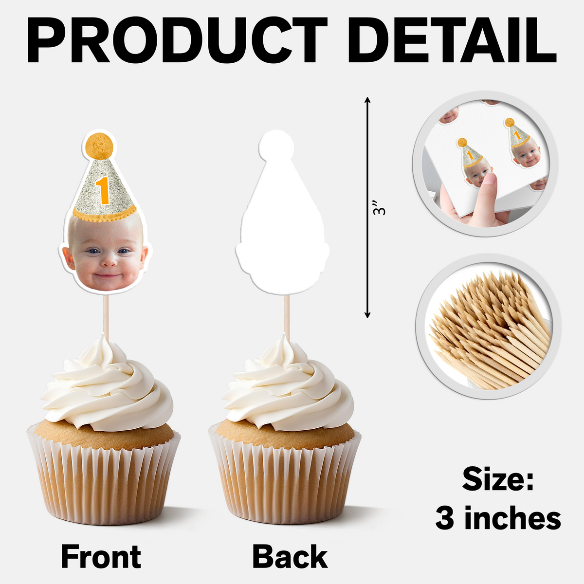 Custom Face Kid Birthday Decoration Cupcake Toppers HA75 892052