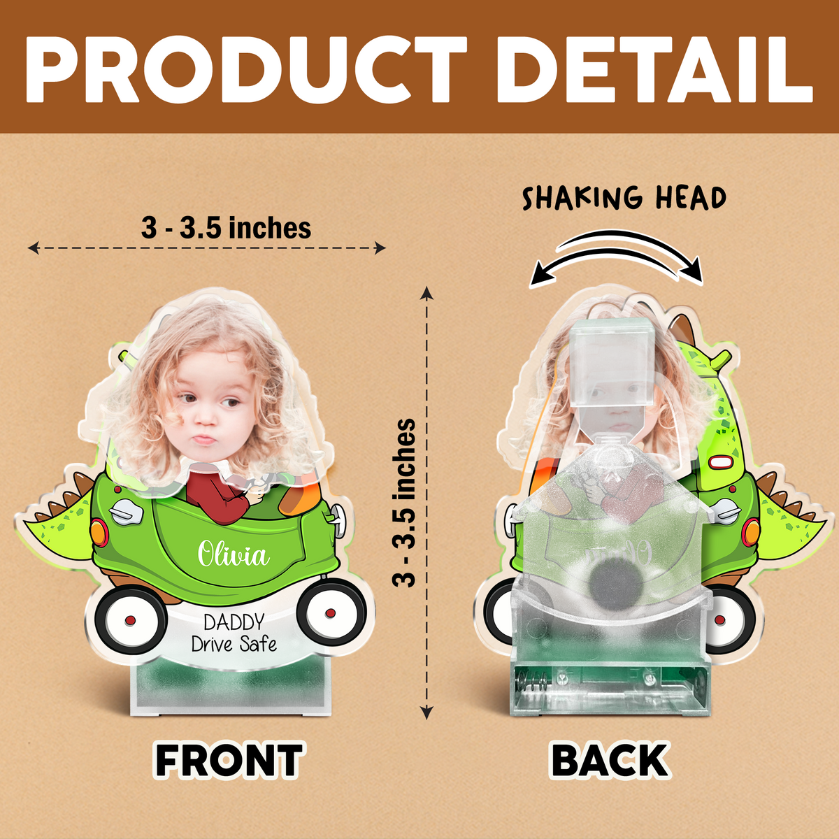 Custom Photo Father's Day Gift, Kids Face Bobblehead Gift for Dad, Drive Safe Daddy, Gift for New Dad Shaking Head Standee HO82 893830