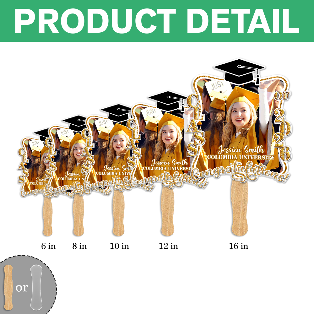 Custom Photo Congratulations Graduation 2026 Face Fan For Grad Party Decorations HO82 901734
