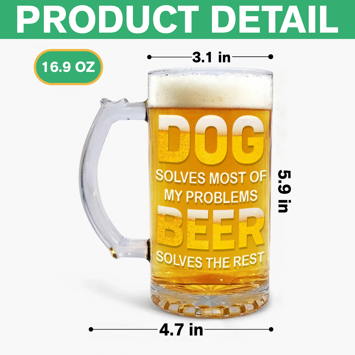 Custom Photo Best Dog Dad Ever Dog Father Print Glass Beer Mug HO82 893682