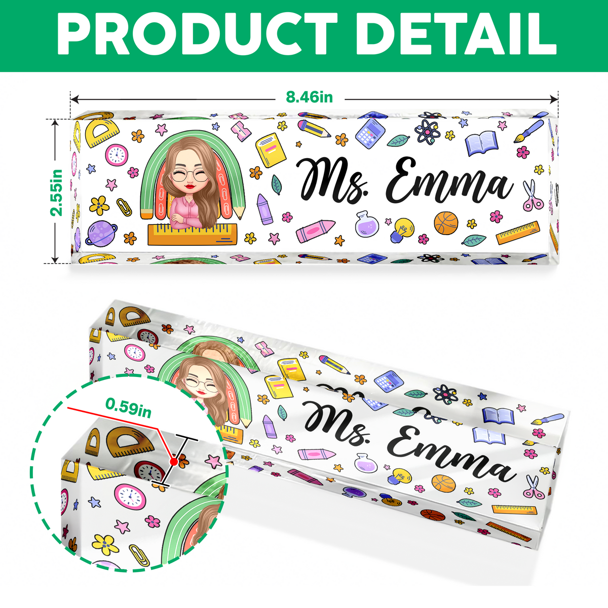 Personalized Teacher Acrylic Desk Name Plate Gift for Teacher HA75 892622