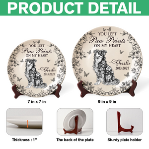 Custom Dog Breeds You Left Paw Prints On My Heart Chinoiserie Toile De Jouy Style Personalized Memorial Ceramic Plate HA75 892652