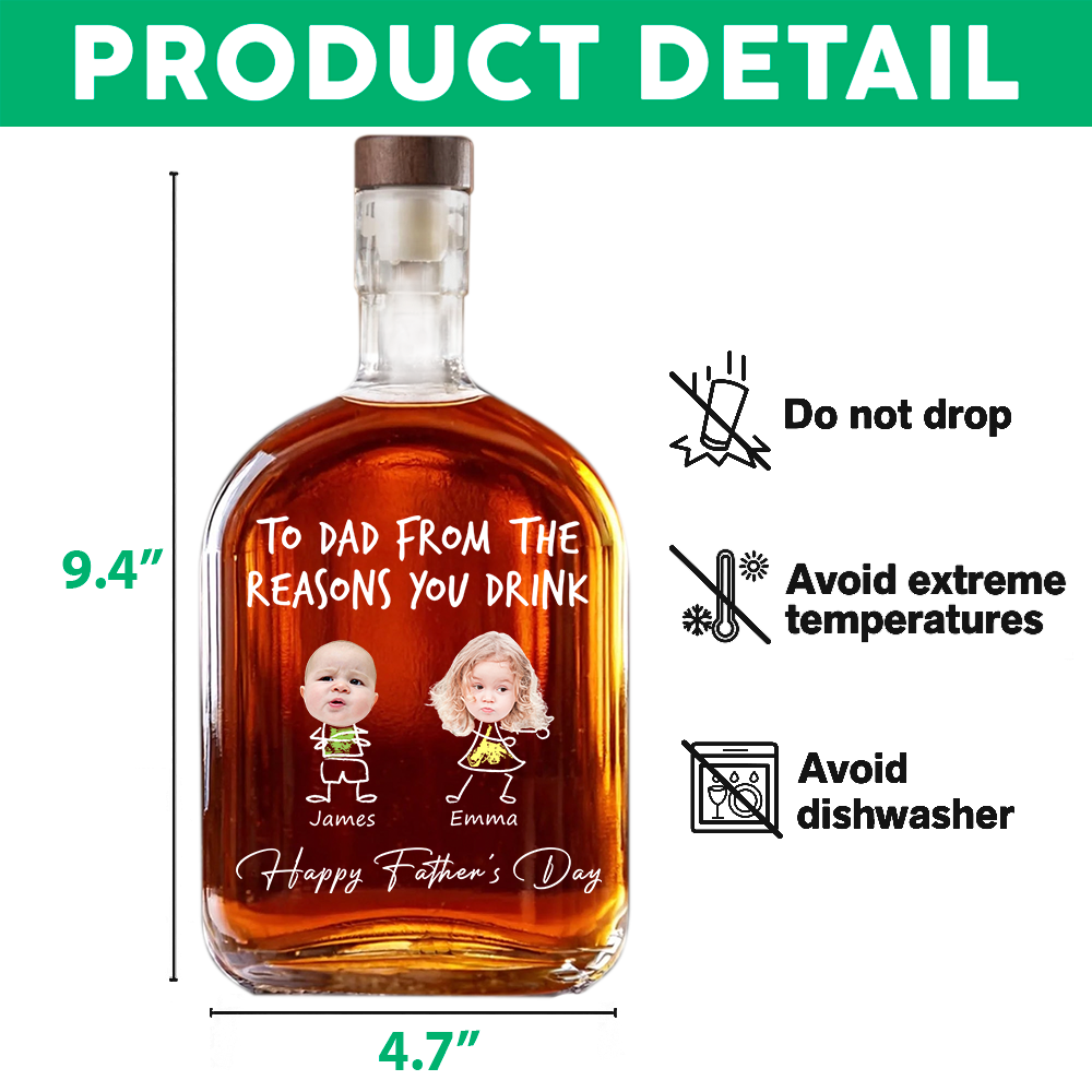 Custom Photo To Dad From The Reasons You Drink Whiskey Bottle LM32 893583