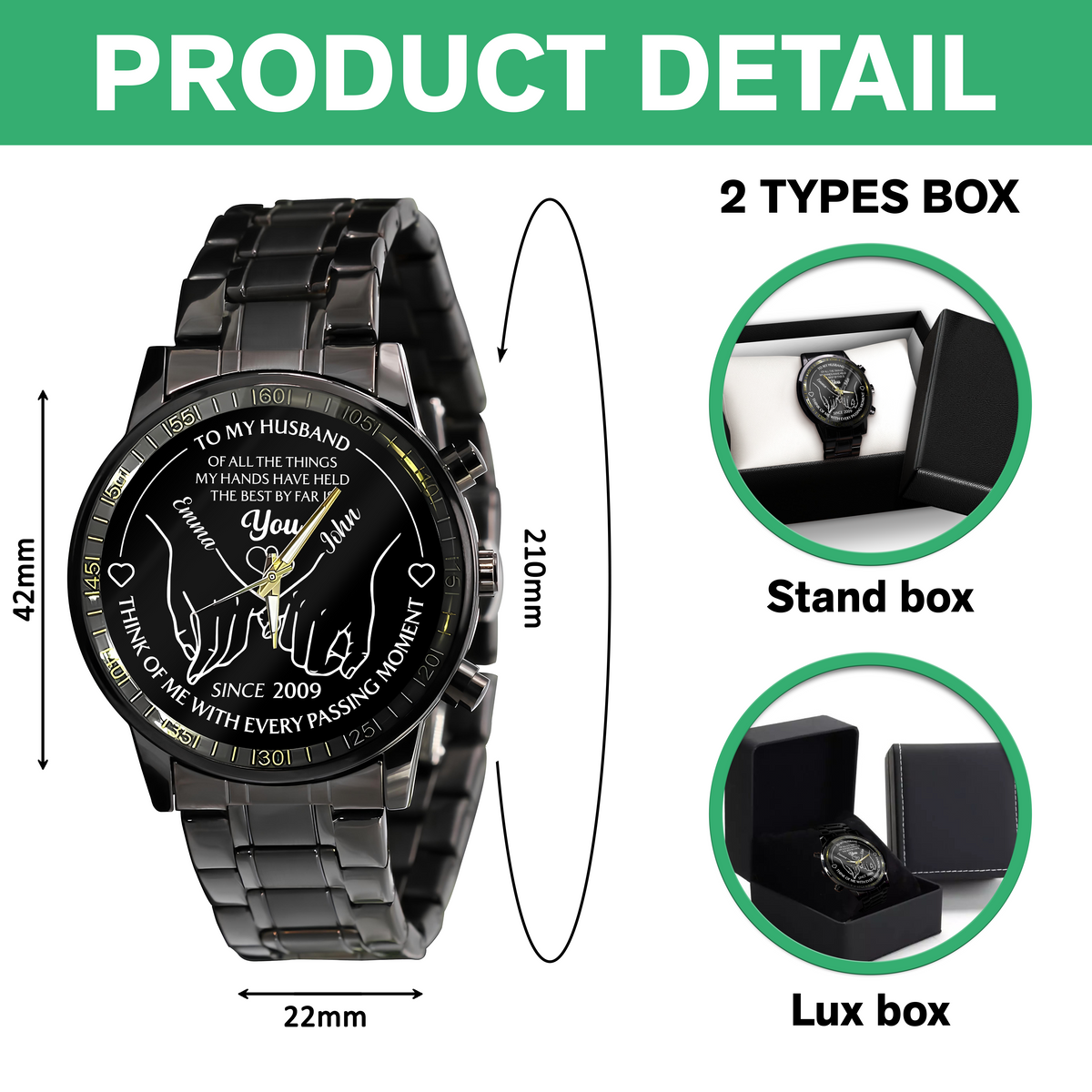 To My Husband Holding Hands - Personalized Men's Wrist Watch LM32 895017