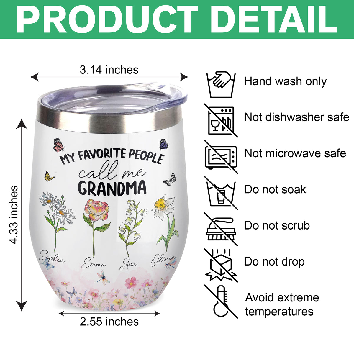 My Favorite People Call Me Mommy And Grandma Personalized Wine Tumbler LM32 893995