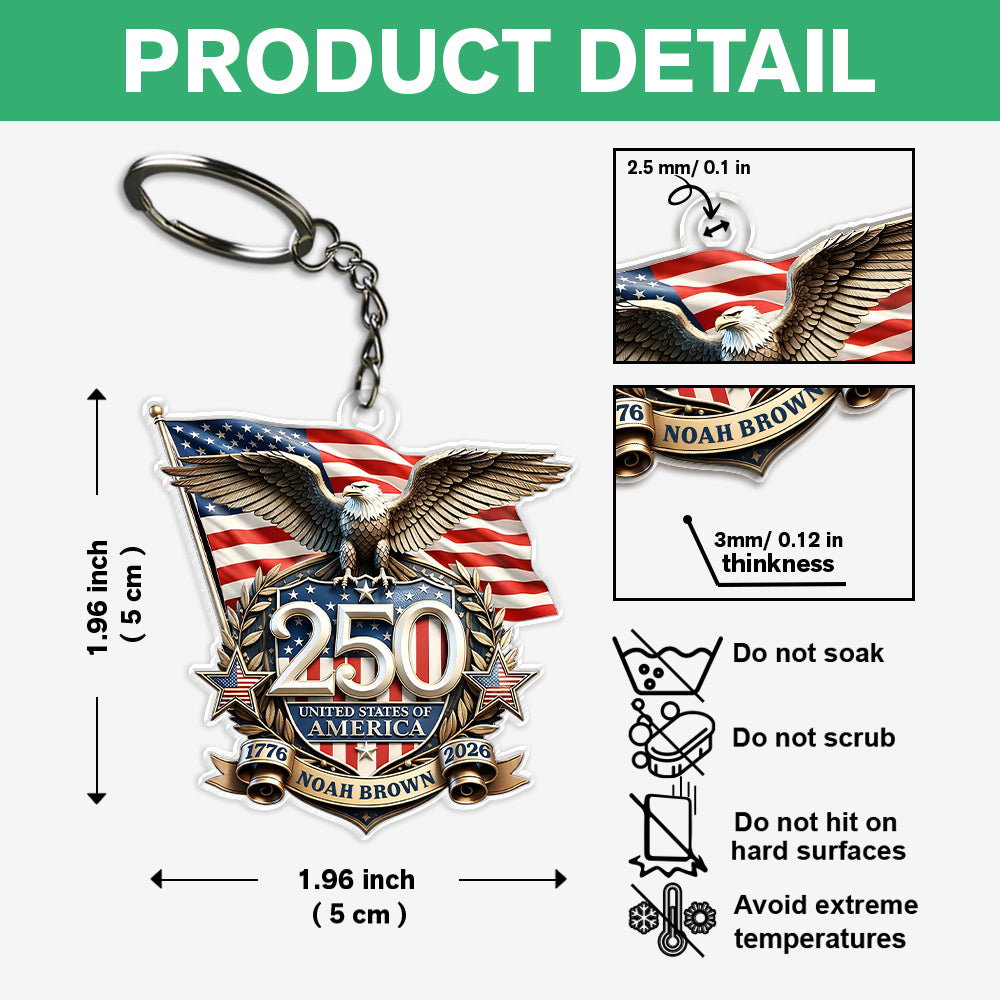 Personalized America 250th Anniversary Patriot Eagle Acrylic Keychain HA75 921024