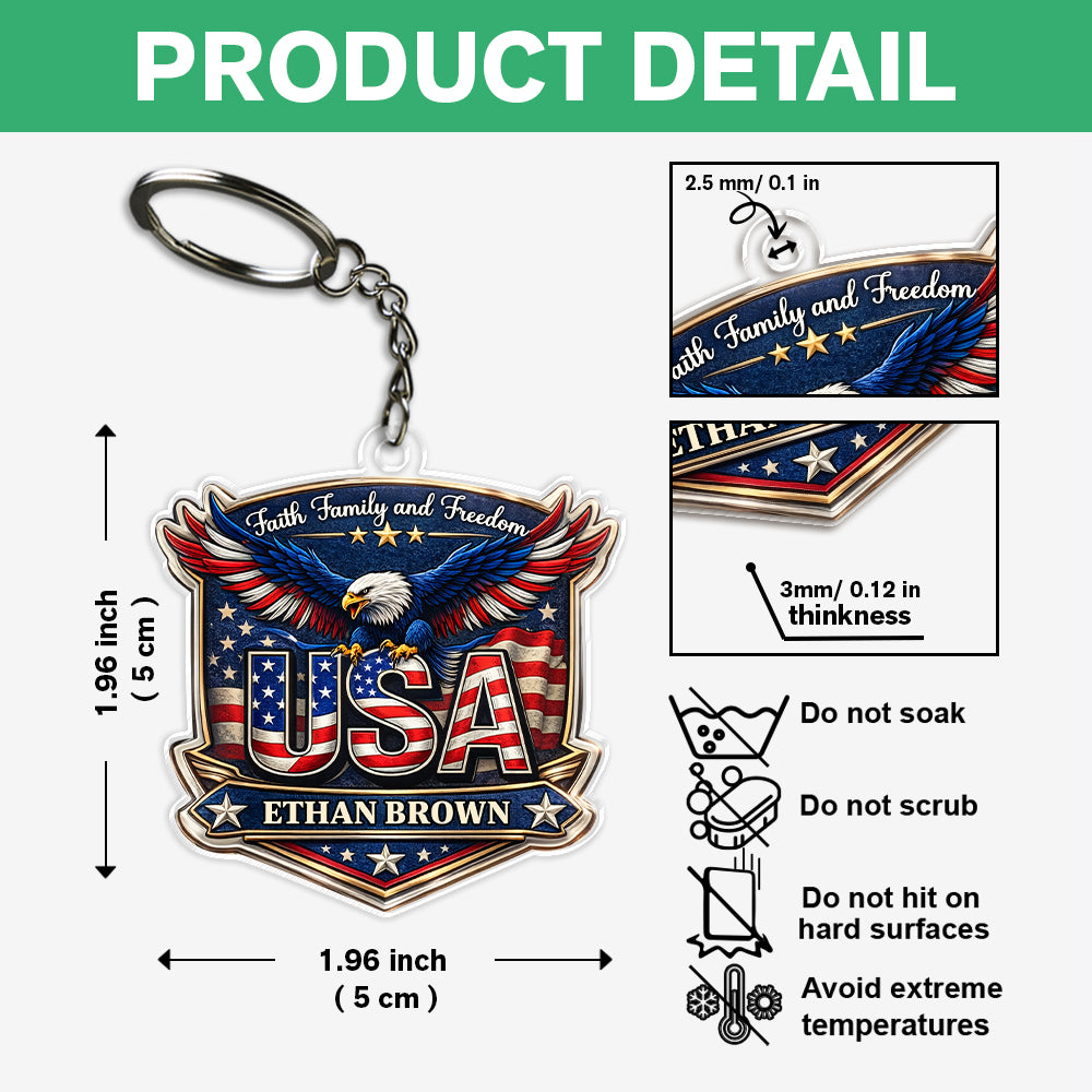 Personalized Faith, Family & Freedom America 250 Years Acrylic Keychain HA75 921016