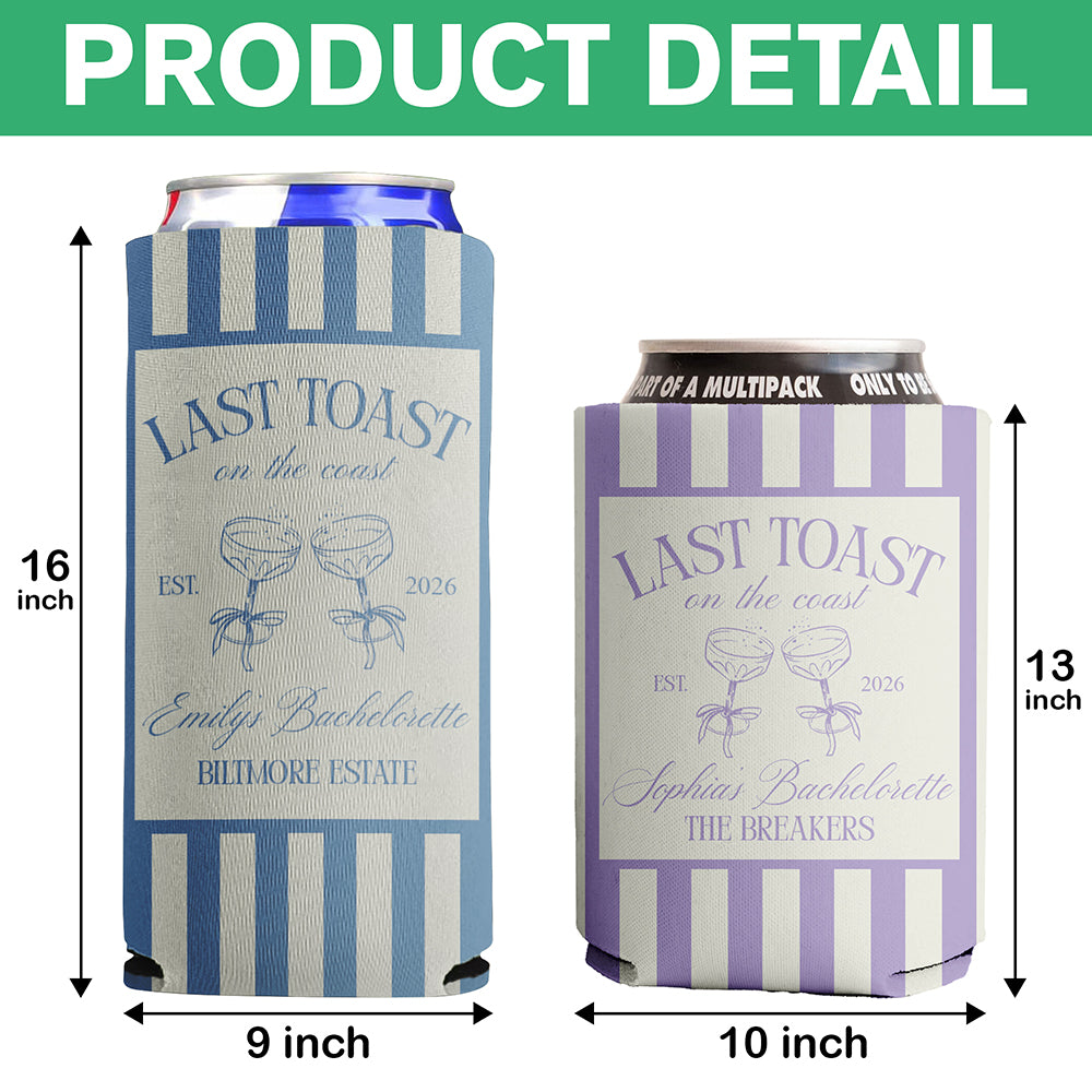 Personalized Last Toast On The Coast Bachelorette Party Print Full Can Cooler CH07 911260