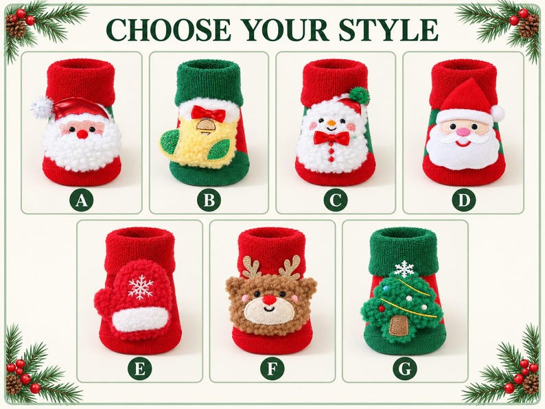 Custom Name Embroidered Baby Christmas Socks, Baby’s First Christmas Socks, Newborn Christmas Gift CH07 180706