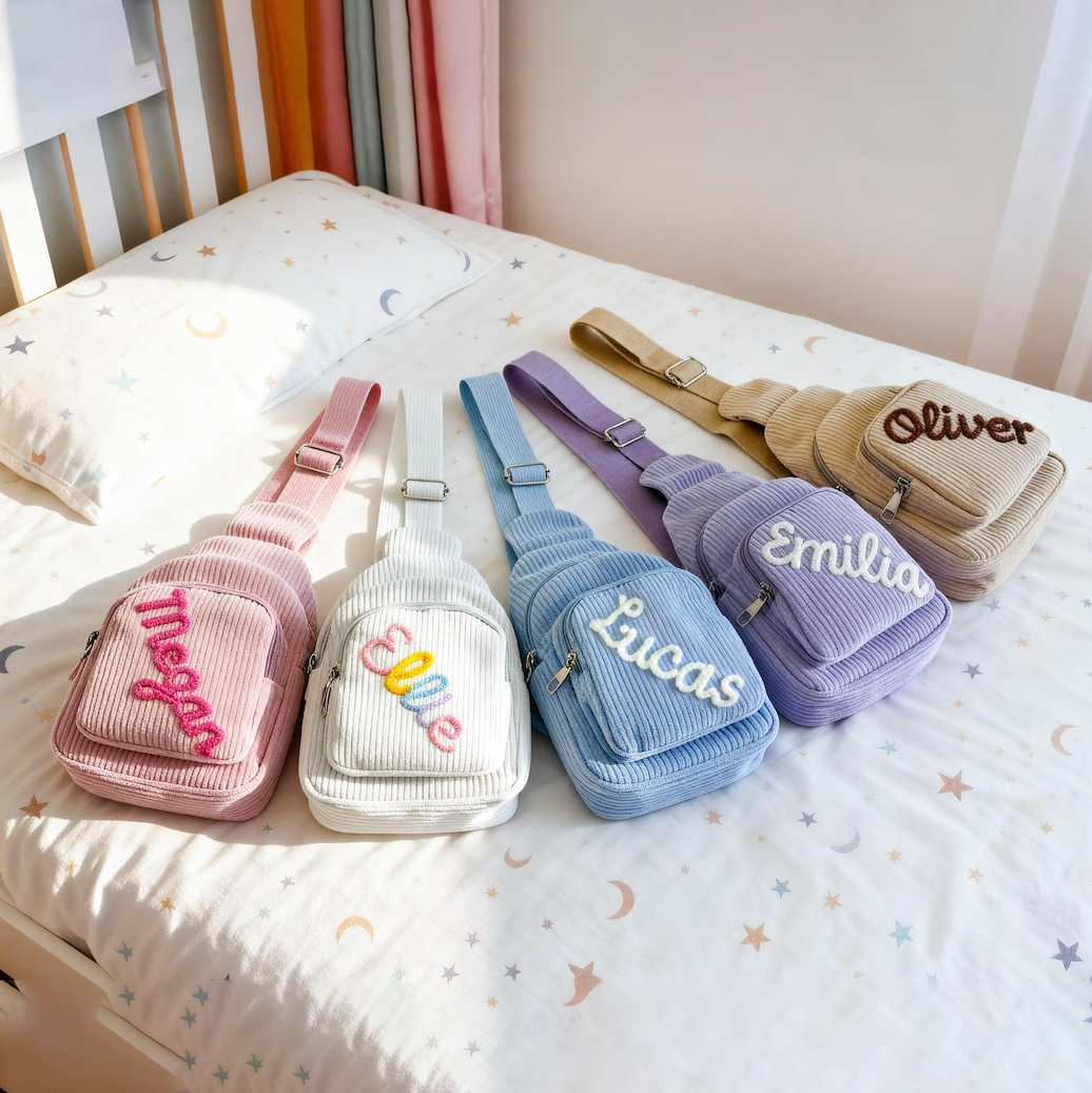 Custom Name Mini Sling Bag Soft Corduroy Toddler Purse Gift for Boys & Girls CH07 911860