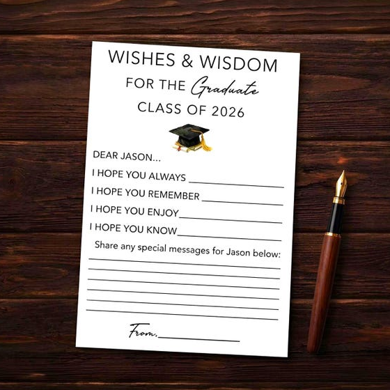Set of 12 Graduation Class of 2026 Wishes Cards, Graduation Party Favors, Wisdom Cards, Grad Party Decor CH07 911342