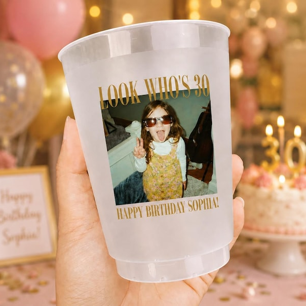 Custom Photo Happy Birthday Party Cup - Personalized Birthday Party Favor CH07 180216