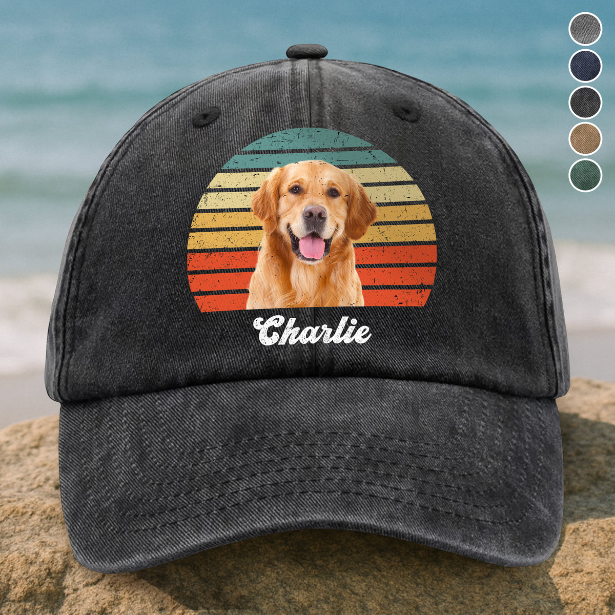 Custom Photo Dog Vintage Retro Washed Denim Baseball Cap HA75 897228