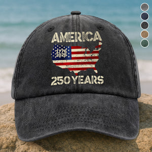 250 Years America Anniversary 250th Independence Day Washed Denim Baseball Cap HA75 897362