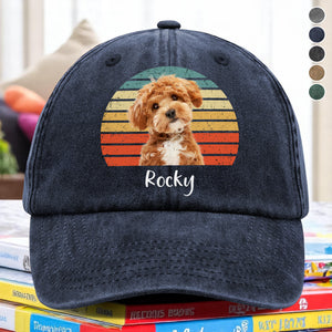 Custom Photo Dog Vintage Retro Washed Denim Baseball Cap HA75 897228