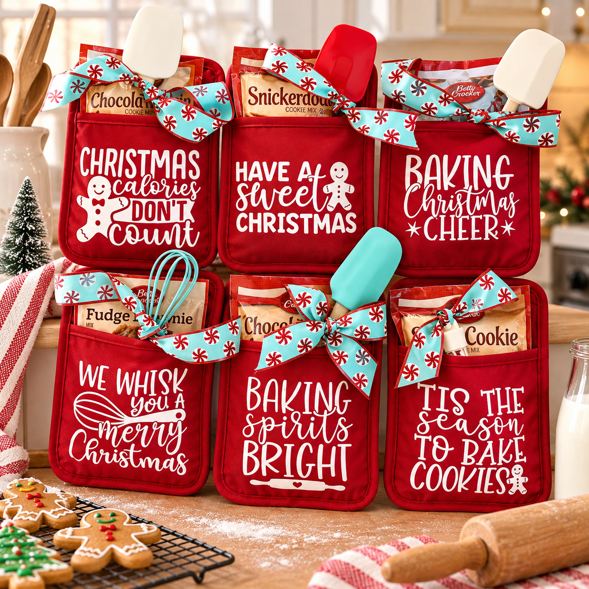 Personalized Christmas Calories Don't Count Potholder, Christmas Cookie Gift LM32 670537