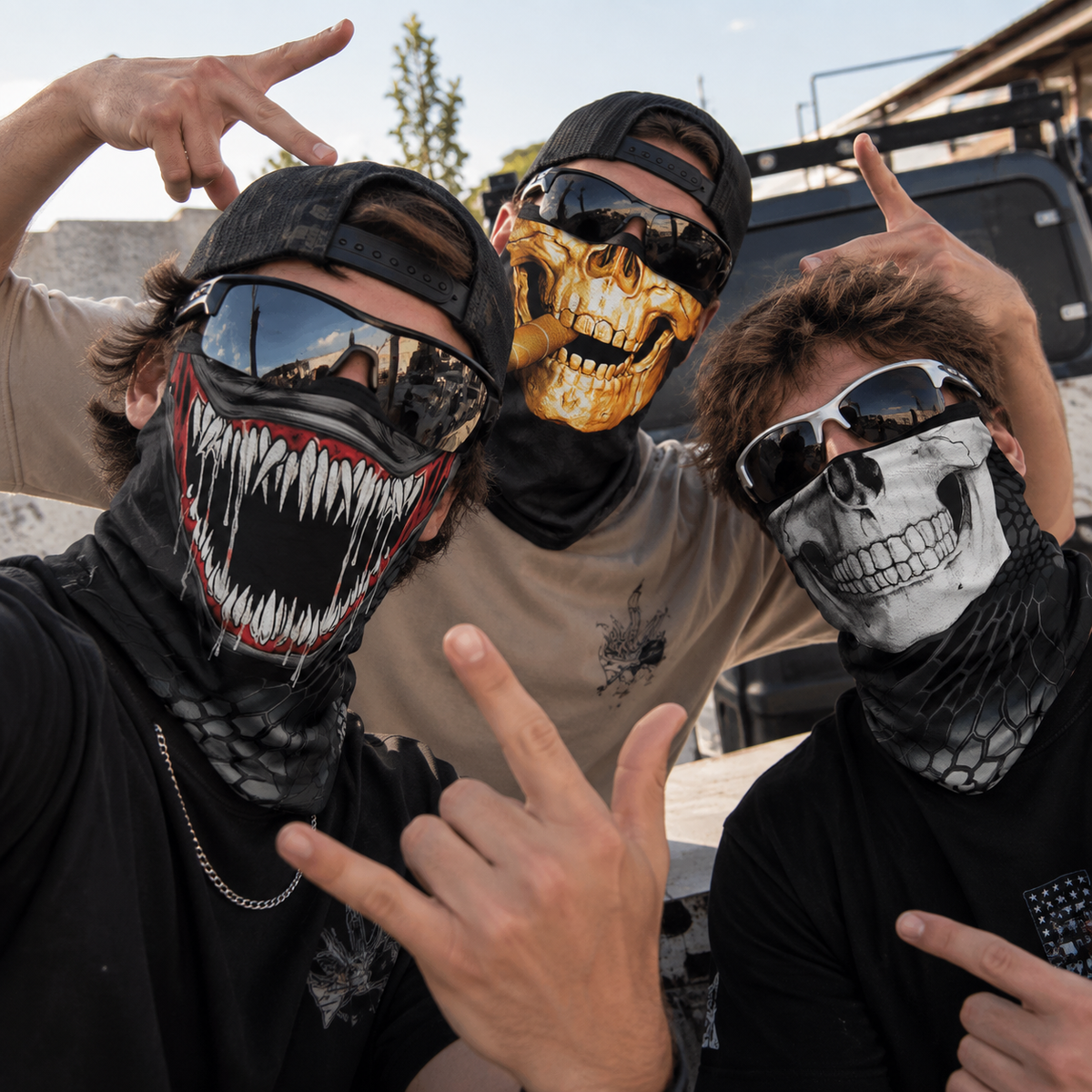 Dark Gothic Neck Gaiter Mask, Horror Skull Graphic Face Cover for Adults LM32 670397
