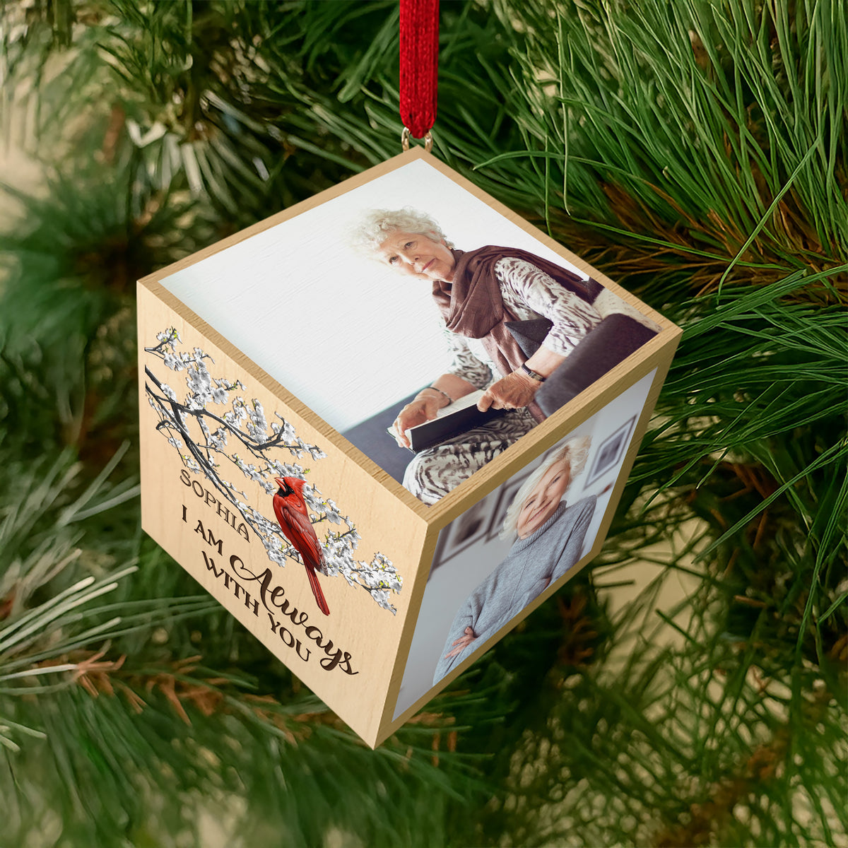 Custom Photo We're Always With You Memorial Cube Ornament For Christmas TH10 894525