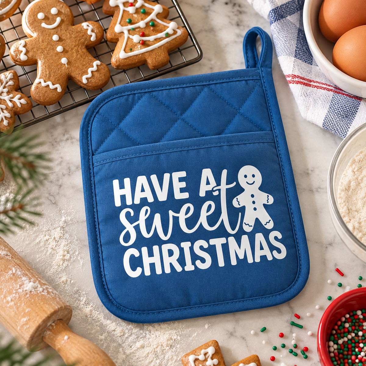Personalized Christmas Calories Don't Count Potholder, Christmas Cookie Gift LM32 670537