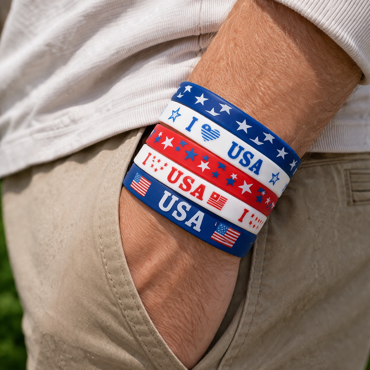 American Flag USA Laser Engraved Silicone Bracelet LM32 899735