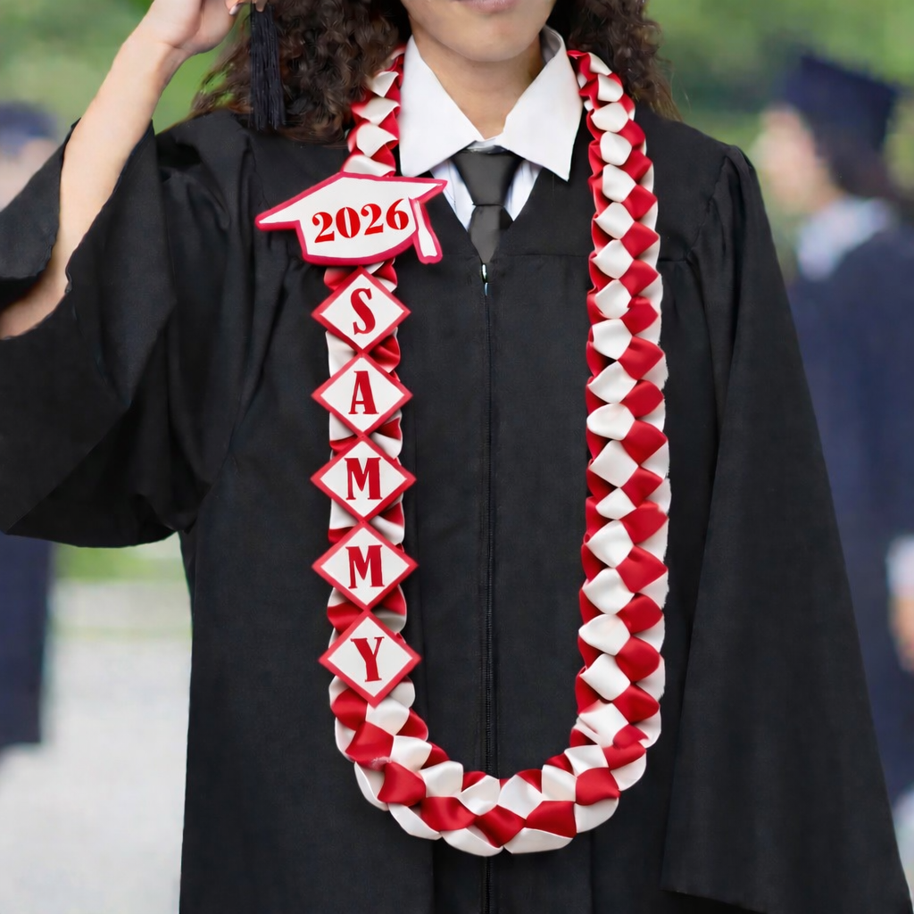 Personalized Name Class of 2026 Braided Graduation Ribbon Lei with Texts - Graduation Sash LM32 899291