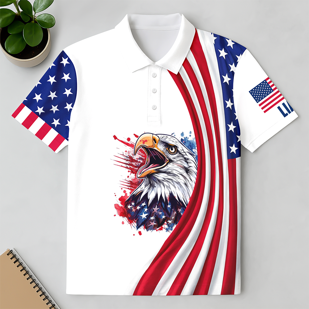 Custom Name American Pride Patriotic 250th Anniversary Eagle Polo Shirt CH07 911088