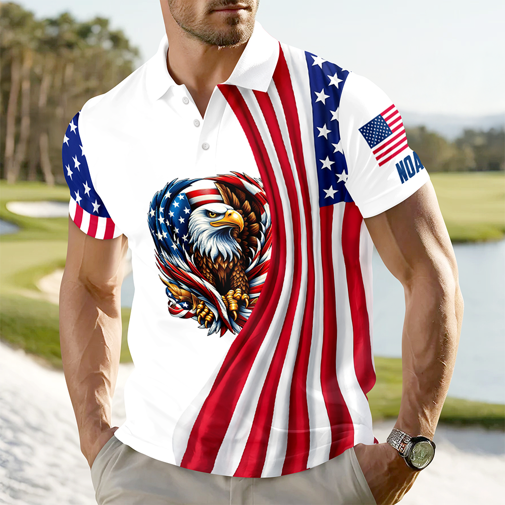 Custom Name American Pride Patriotic 250th Anniversary Eagle Polo Shirt CH07 911088