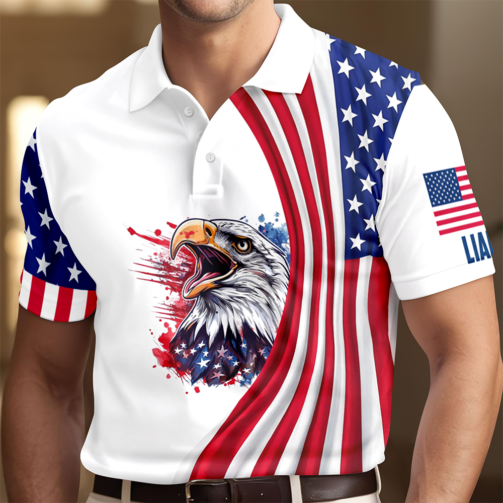 Custom Name American Pride Patriotic 250th Anniversary Eagle Polo Shirt CH07 911088