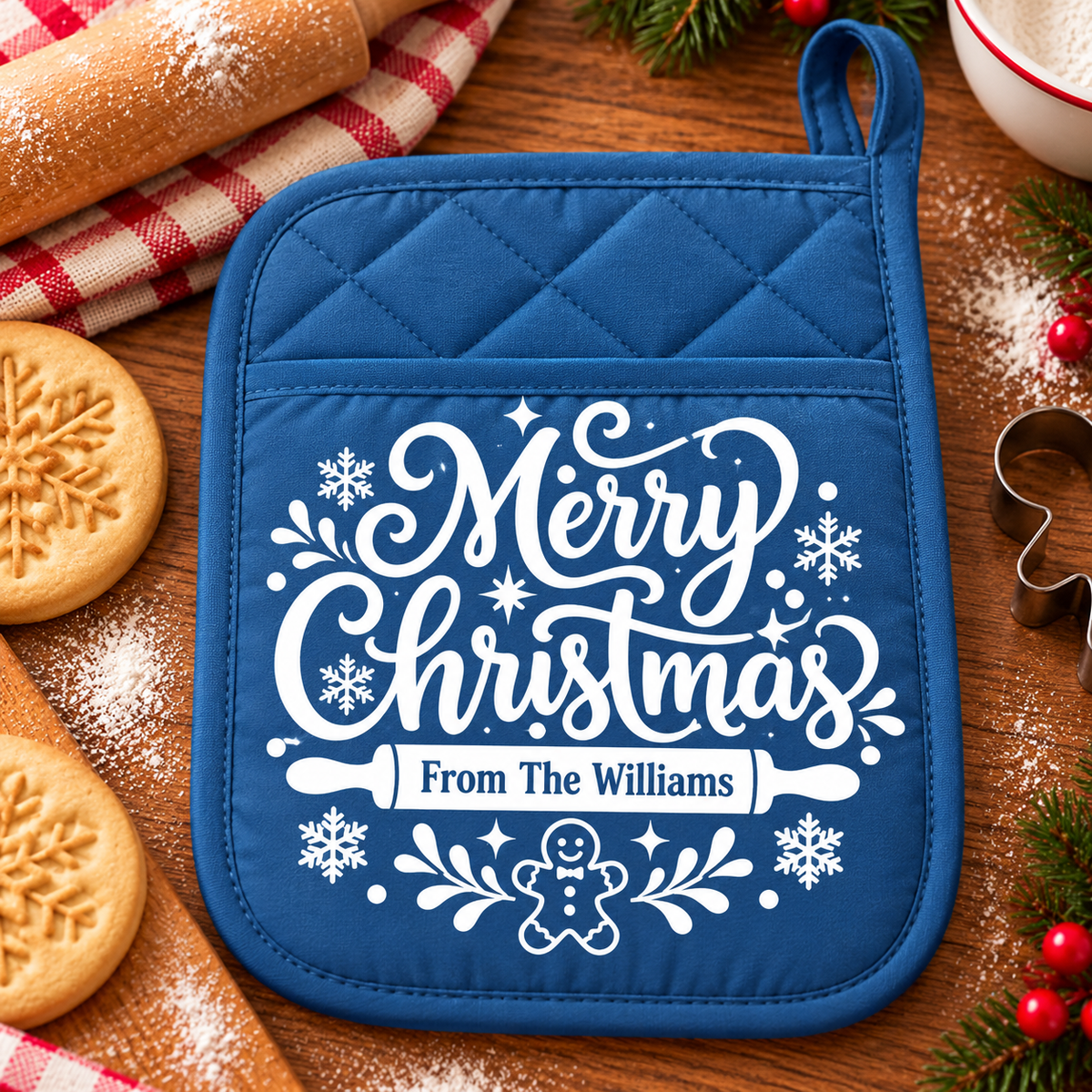 Personalized Family Name Merry Christmas Family Potholder LM32 670581