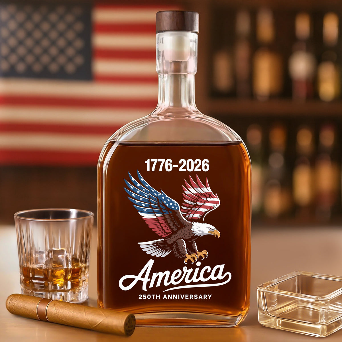 Celebrate 250 Years of America USA Anniversary 1776-2026 Whiskey Bottle HO82 894520