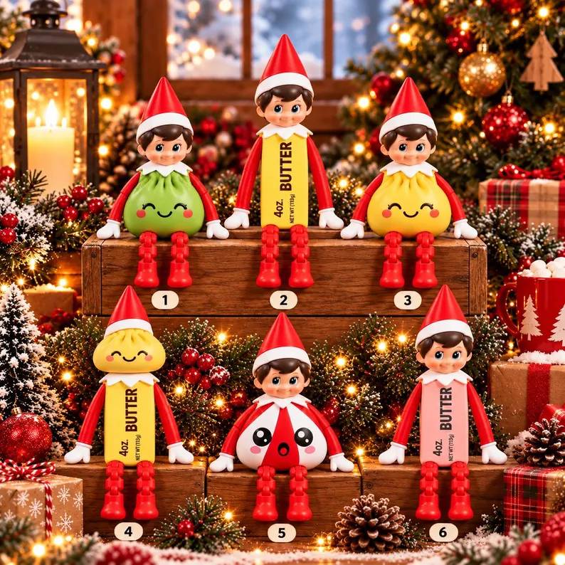 Christmas Elf Costume 3D Printed Figure, Butter & Dumpling Squishy Elf Decor HO82 904046