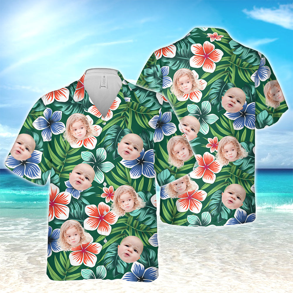 Custom Family Photo Colorful Tropical Hawaii Shirt TH10 892615