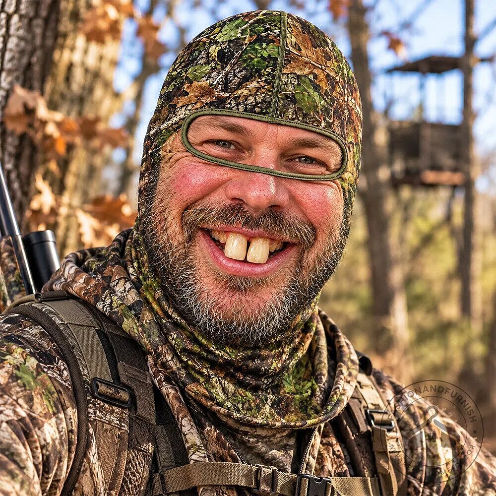Funny Face Camo Hunting Ski Mask, 3D Beard & Goofy Mouth Design LM32 670411