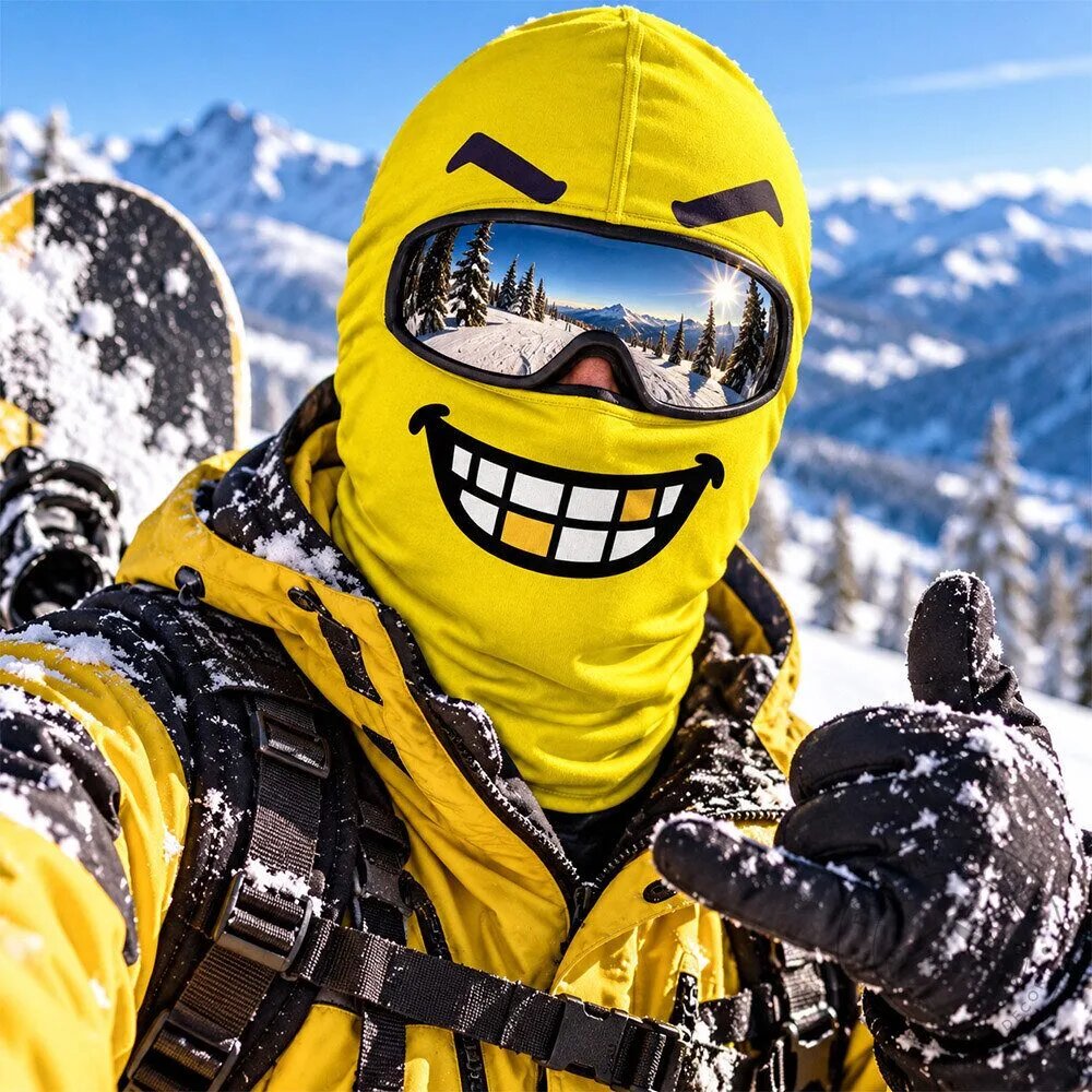 Funny Grinning Face Ski Mask, Yellow Novelty Balaclava Winter Gift LM32 670331