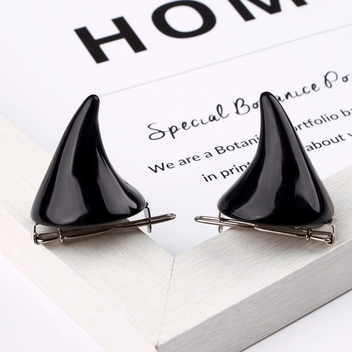 GeckoCustom 1 Pair Small Demon OX Horn Hairpins Gothic Party Cosplay Costume Pin Hairpins Costume Horn Halloween Hair Accessories Clip