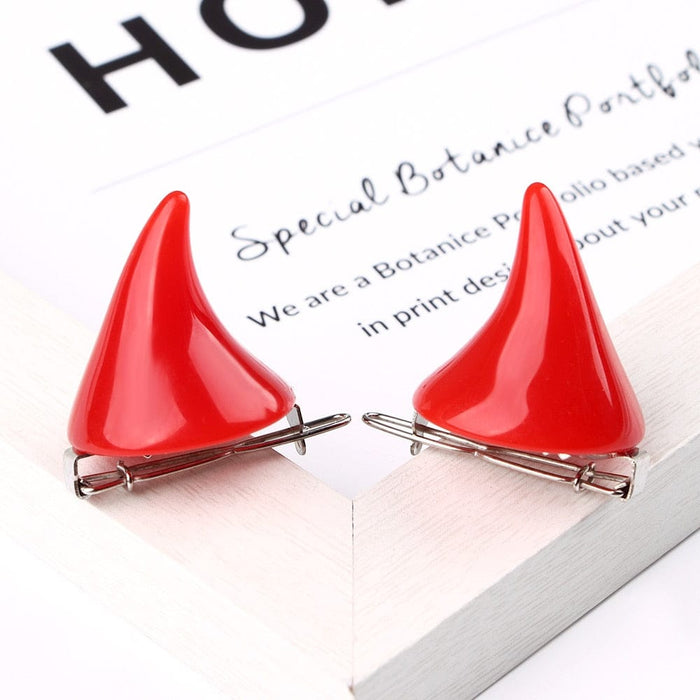 GeckoCustom 1 Pair Small Demon OX Horn Hairpins Gothic Party Cosplay Costume Pin Hairpins Costume Horn Halloween Hair Accessories Clip