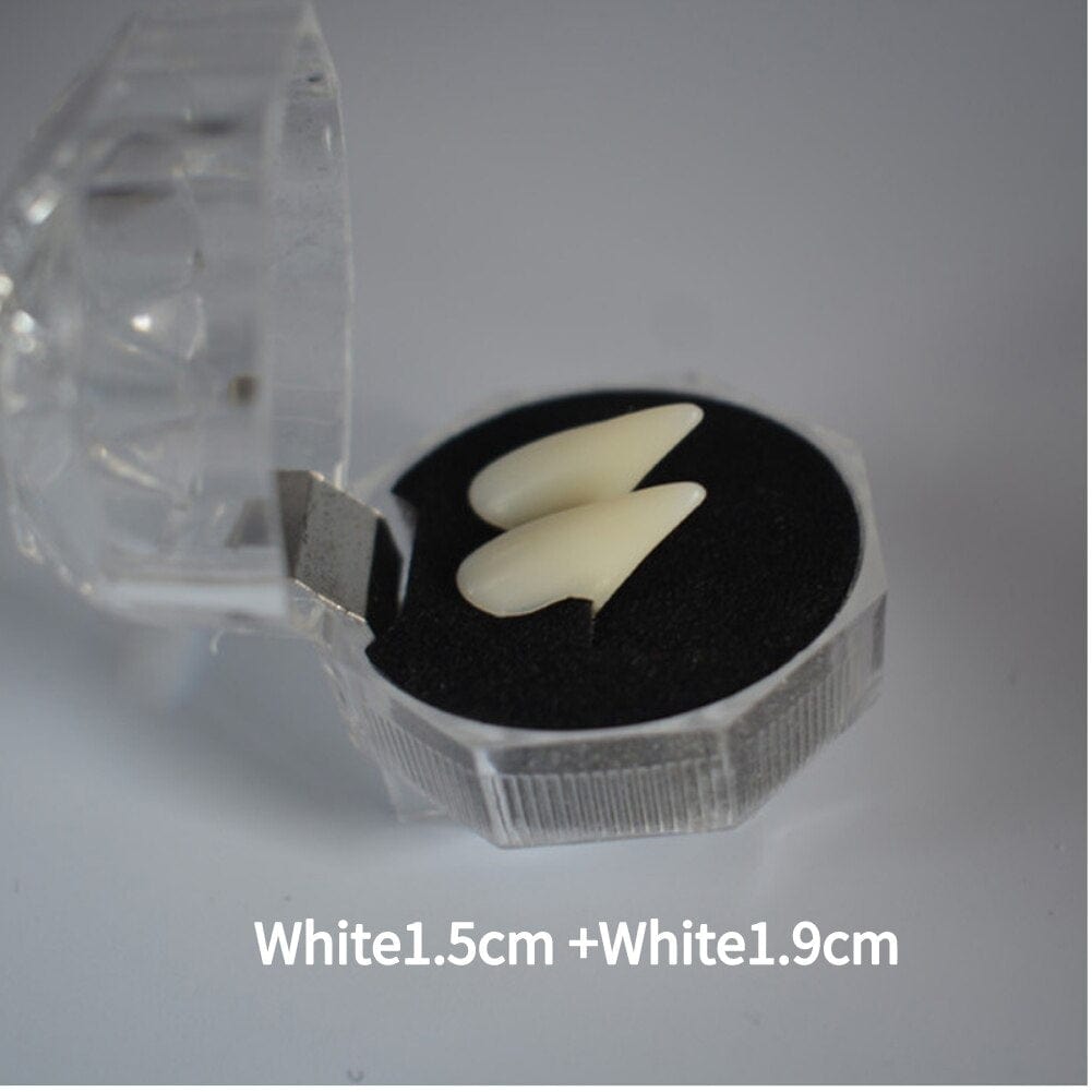 GeckoCustom 1 Pair Vampire Teeth Fangs Dentures Props Halloween Costume Props False Teeth Solid Glue Denture Adhesive Halloween Party Decor 2pcs no glue 3