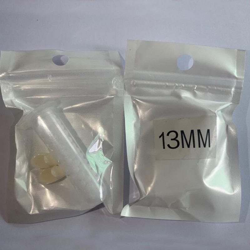 GeckoCustom 1 Pair Vampire Teeth Fangs Dentures Props Halloween Costume Props False Teeth Solid Glue Denture Adhesive Halloween Party Decor 1.3cm with glue 1