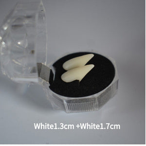GeckoCustom 1 Pair Vampire Teeth Fangs Dentures Props Halloween Costume Props False Teeth Solid Glue Denture Adhesive Halloween Party Decor 2pcs no glue 1