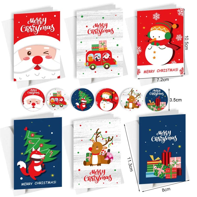 GeckoCustom 10.5x7.2cm Merry Chritmas Greeting Cards Envelope Xmas Gifts Card DIY Folding Paper Card Invitations Gifts Postcard New Year style D