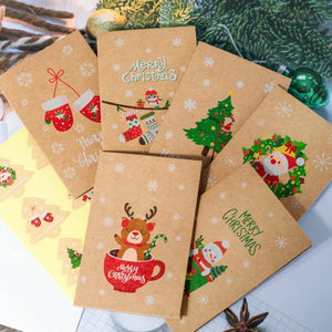 GeckoCustom 10.5x7.2cm Merry Chritmas Greeting Cards Envelope Xmas Gifts Card DIY Folding Paper Card Invitations Gifts Postcard New Year